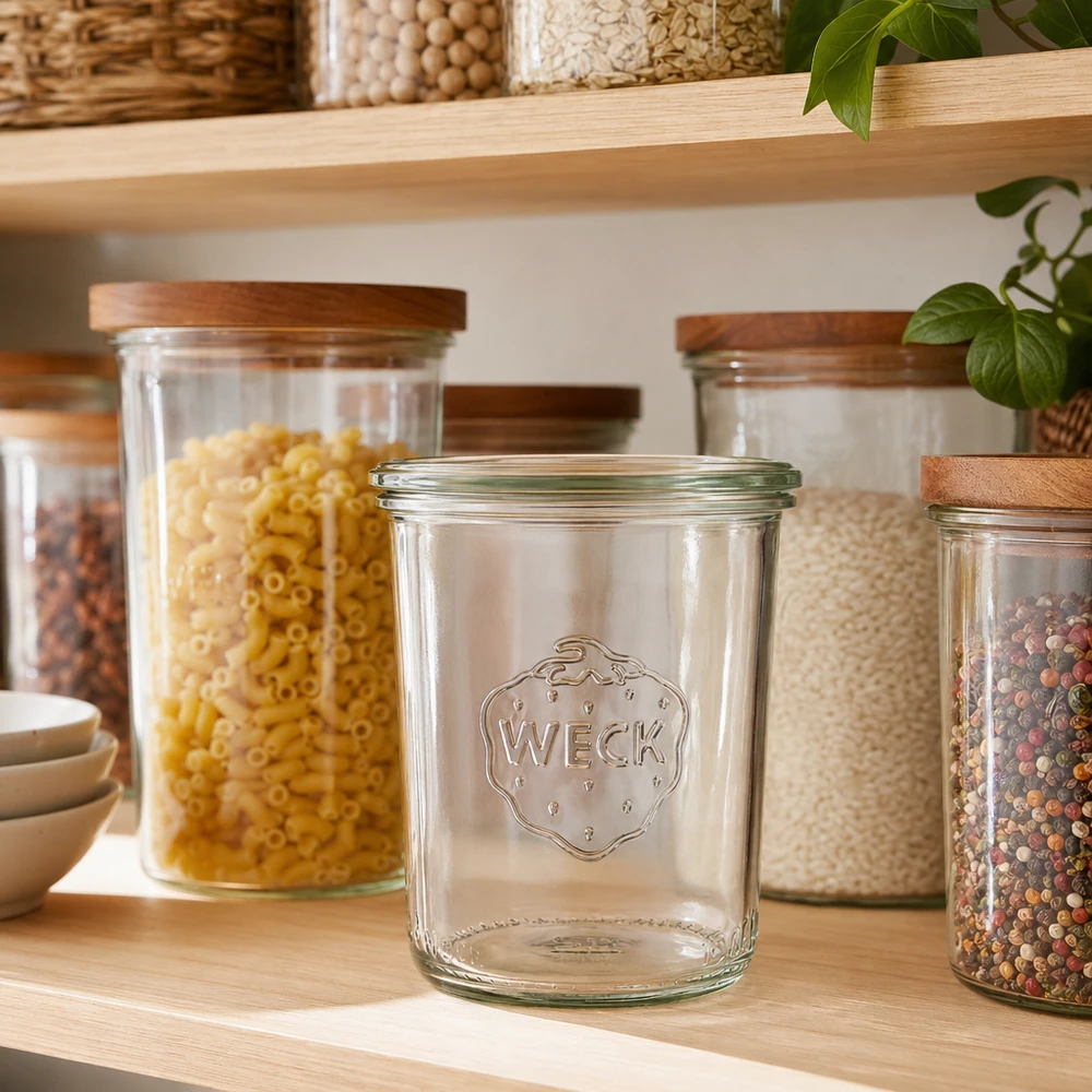 Barattolo da 160ml WECK RR60 WECK 160ml RR60 barattolo vuoto in dispensa con barattoli pieni per la conservazione degli alimenti