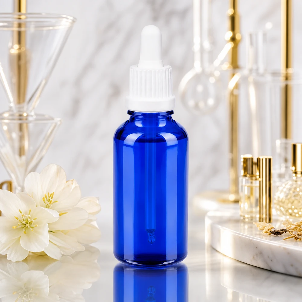 30ml Pipettenflasche weiß Originalitätsverschluss BlueLine UT18/30 Kompakte 30ml Glasflasche BlueLine UT18 DIN18 perfekt für Reisen und mobile Anwendungen