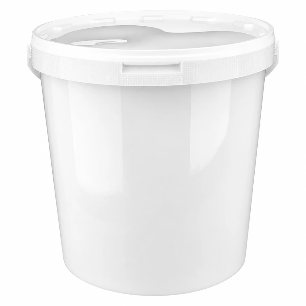 Eimer 10.7L aus weißem Kunststoff Polypropylen mit Deckel Runder Eimer 10,7 Liter weiß mit Schnappdeckel aus lebensmittelechtem Polypropylen