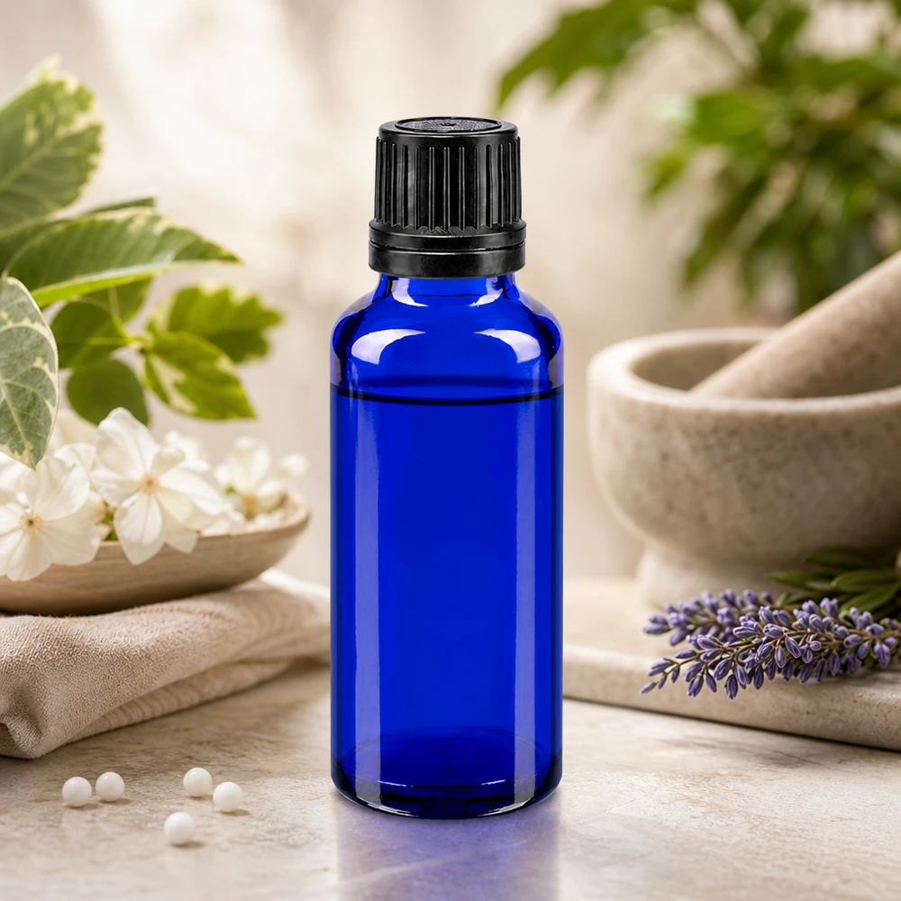 UV-Schutz Glasflasche 30ml kobaltblau mit 8mm Originalverschluss für Naturheilmittel