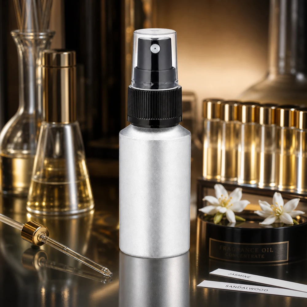30ml gebeizte Aluflasche mit Zerstäuber 30ml Spray-Flasche aus Aluminium mit matter Finish für professionelle Beauty-Anwendungen
