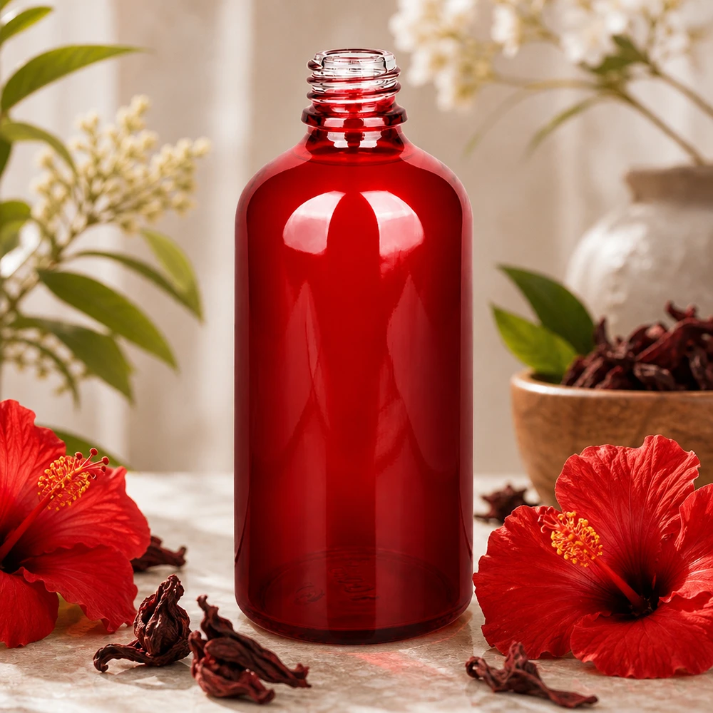 Flacone farmaceutico da 100 ml RedLine UT18/100 UNiTWIST Flacone da 100 ml in vetro rosso RedLine con ampia apertura per un facile riempimento e dosaggio