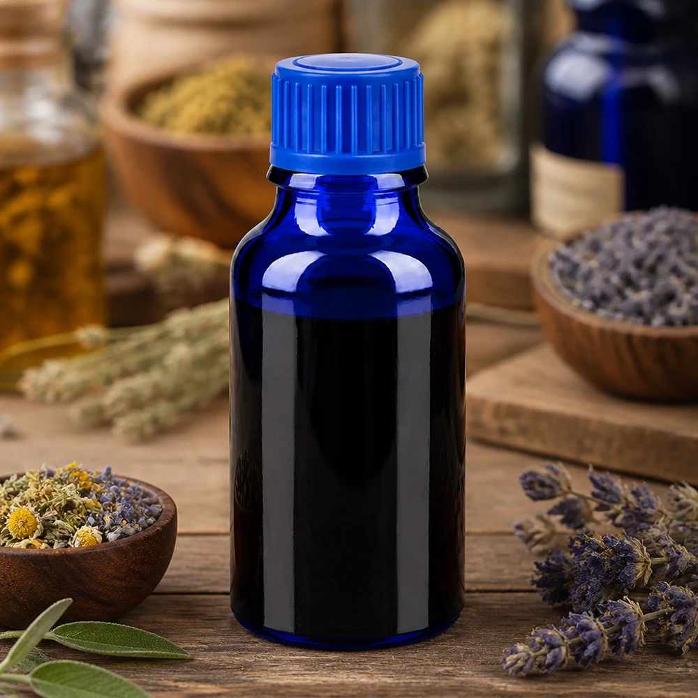 Bottiglia in vetro premium da 20 ml serie BlueLine con materiale robusto per applicazioni professionali