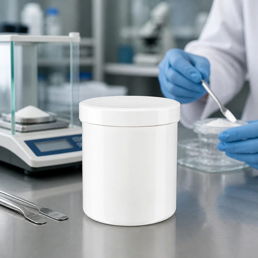 Pot à onguent blanc 50 g avec couvercle blanc (PP) Pot blanc hygiénique de 50 g en plastique PP pour les préparations magistrales et les produits dermatologiques
