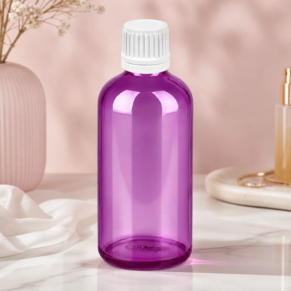 100ml Flasche 11mm Schraubverschluss weiss Originalität Schraubverschlusserschluss PurpleLine UT18/100 Professionelle 100ml violette Flasche mit präzisem Gewinde und hygienischem weissen Schraubdeckel