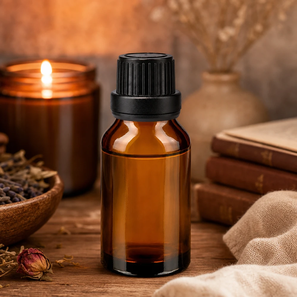Flacon de pharmacie brun 15ml bouchon vissable noir bouchon inviolabilité Flacon de pharmacie pour aromathérapie, 15 ml, en verre ambré avec bouchon à vis noir, pour huiles essentielles