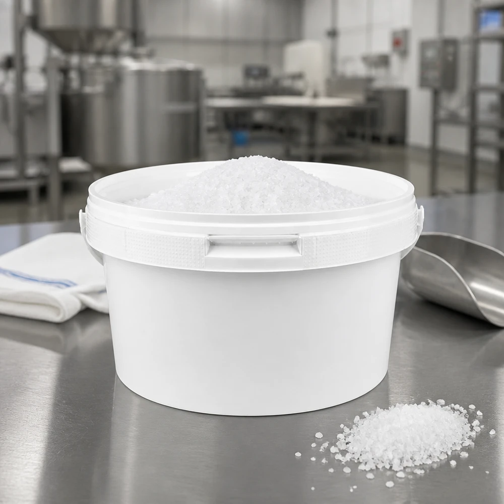 Eimer 3.5L aus weißem Kunststoff Polypropylen mit Deckel Industrieeimer 3,5 Liter PP Kunststoff weiß mit Schnappverschluss für gewerbliche Küchen