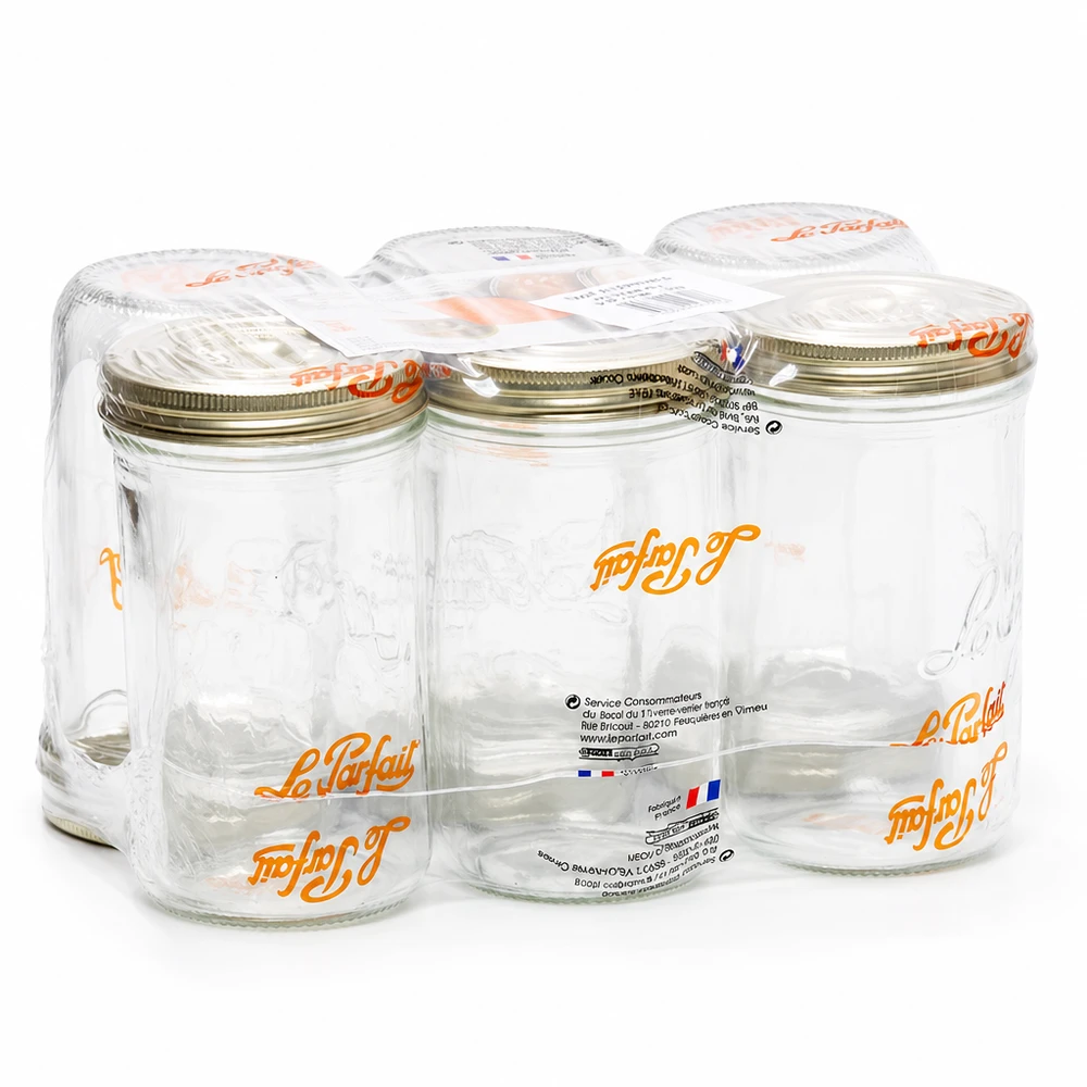 Le Parfait® Familia Wiss 1 kg Ø100 mm vaso Vasetti Le Parfait 1020ml Familia Wiss con sistema di coperchi in 2 parti in confezione da 6 vasetti per conserve dalla Francia