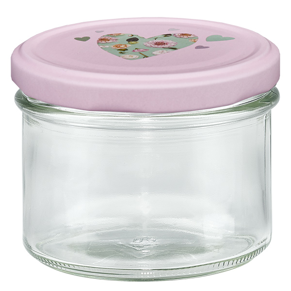 225ml Sturzglas + BasicSeal Deckel Herz rosa UNiTWIST