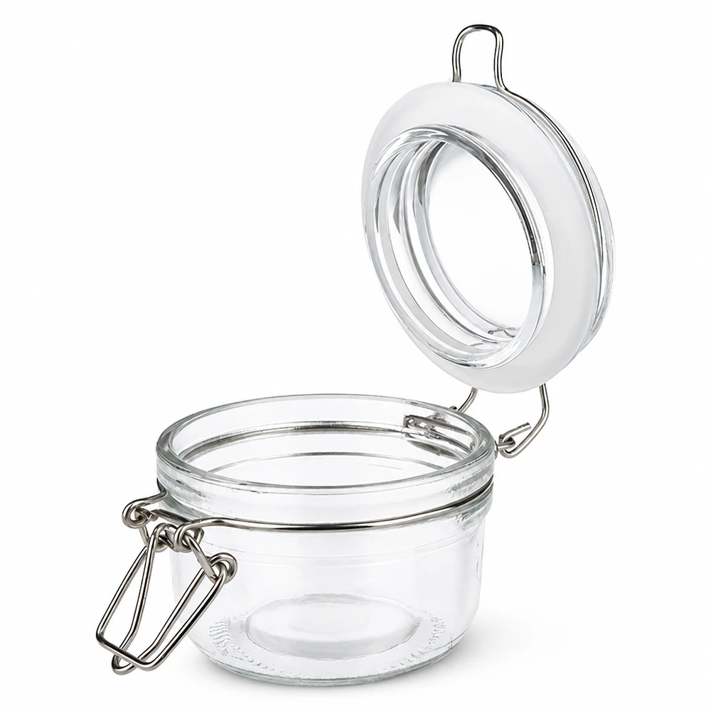 100ml Vorratsglas mit Silikonring und Bügelverschluss UNiTWIST 100ml Vorratsbehälter aus Glas mit traditionellem Bügelsystem für optimale Frischhaltung