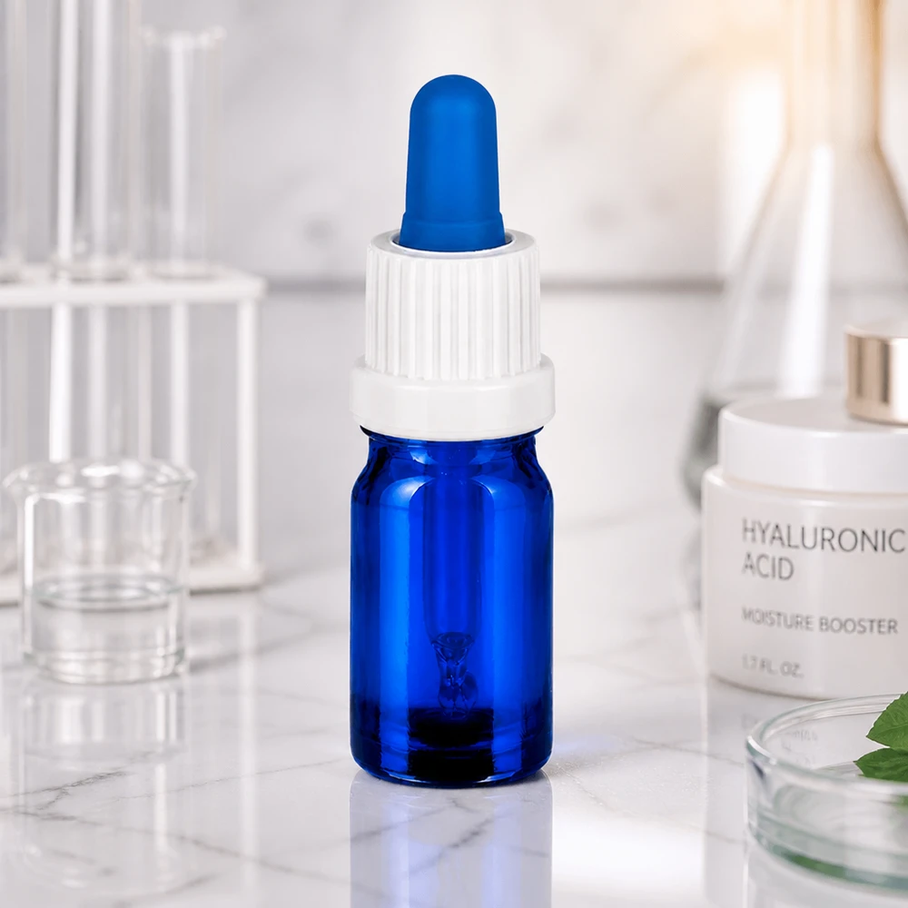 Pratico flacone per pipette da 5 ml con tappo bianco antiscivolo per una facile manipolazione