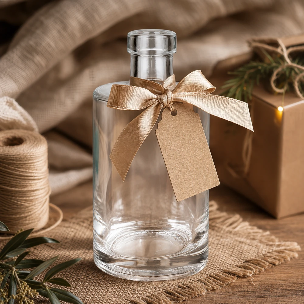 350ml bottiglia di vetro Marie con fiocco d'oro e tag regalo confezione regalo rustico Immagine 10 di 10