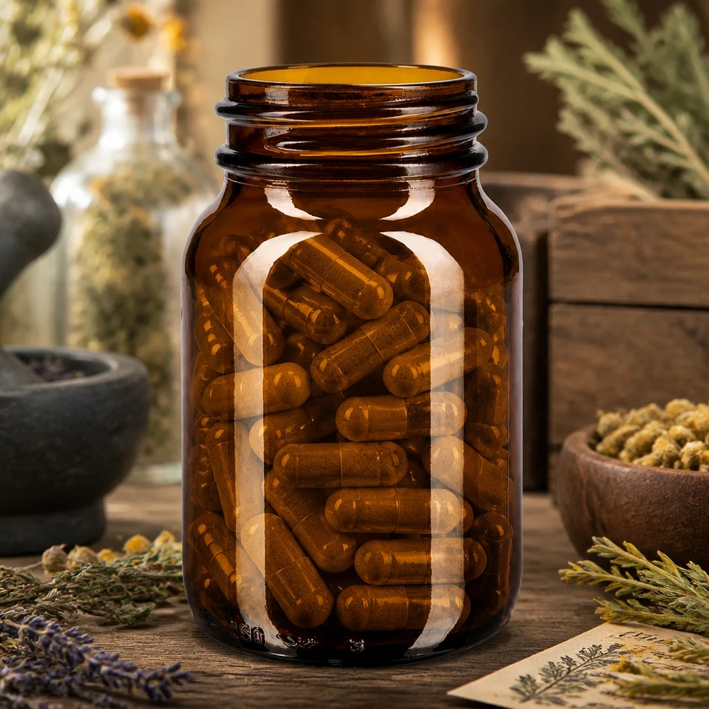 bottiglia a collo largo da 250 ml in vetro ambrato Bottiglia in vetro marrone da 250 ml con collo largo ideale per capsule e compresse