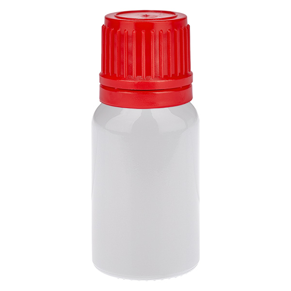 Flacone da 10 ml con tappo a vite rosso da 11 mm, chiusura di sicurezza WhiteLine UT18/10 Flacone da 10 ml con tappo a vite rosso da 11 mm, chiusura di sicurezza WhiteLine UT18/10