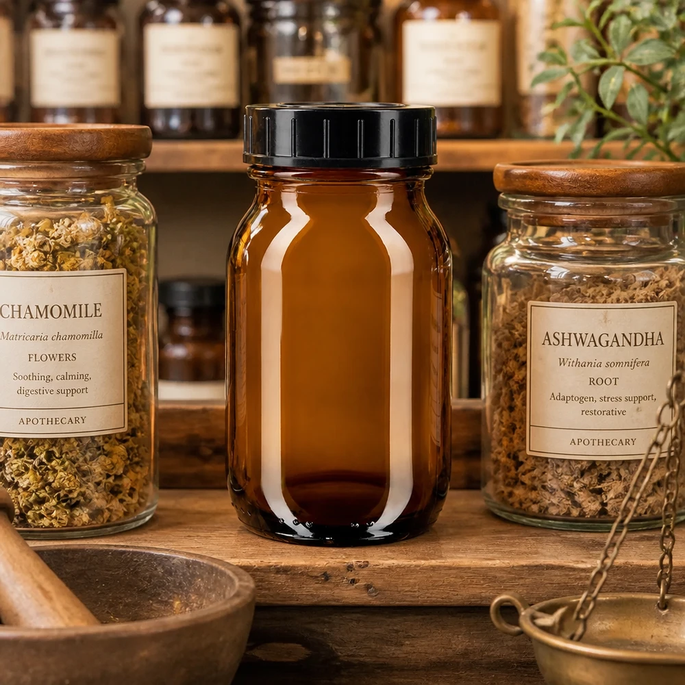 Barattolo da 100 ml con tappo a vite in vetro ambrato di alta qualità ideale per erbe e spezie