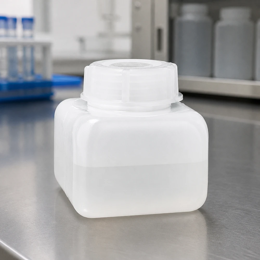 Flacon en plastique robuste de 250 ml, couleur naturelle, en PE-HD, à col large, résistant aux acides et aux alcalis