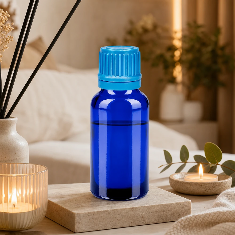 Flacone BlueLine professionale da 20 ml con tappo turchese antimanomissione per una conservazione sicura