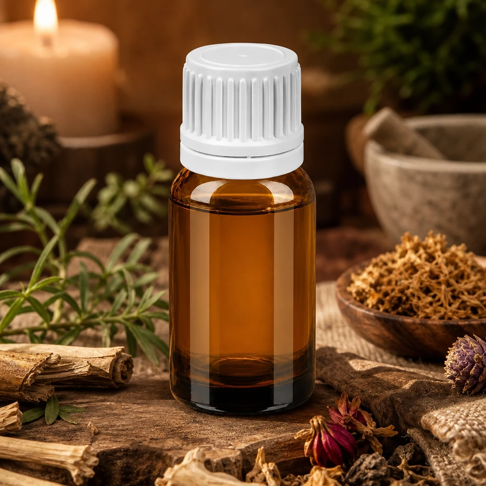 Flacone da 10 ml di alta qualità in vetro ambrato con protezione dai raggi UV e tappo bianco sicuro