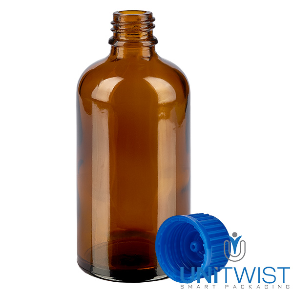 100ml Flasche 11mm Schraubverschluss blau Standard BrownLine UT18/100