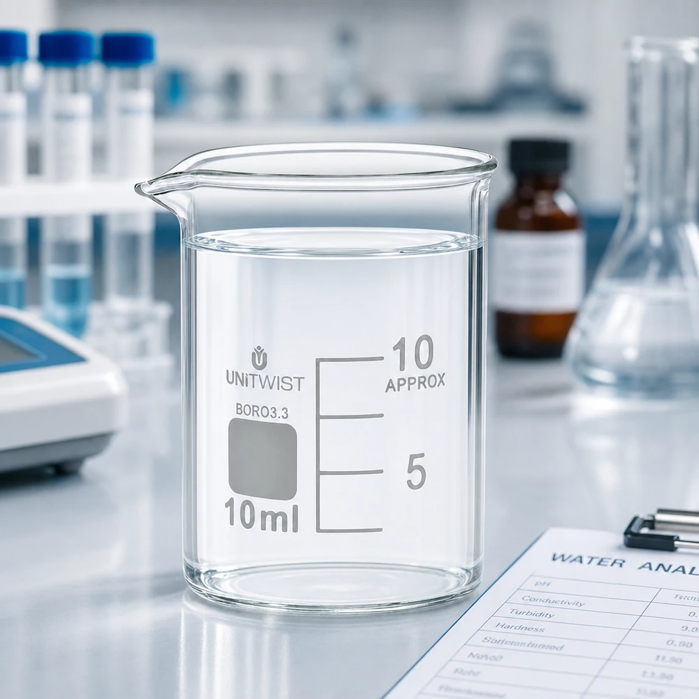 Bicchiere da 10 ml in borosilicato, a basso stampo UNiTWIST UNiTWIST Boccetta da 10 ml a forma bassa in vetro borosilicato 3.3 resistente al calore, da laboratorio