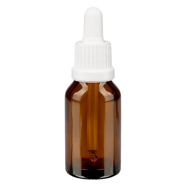 Bottiglia da 30ml marrone con pipetta OV bianca ApoGlas Bottiglia da 30ml marrone con pipetta OV bianca ApoGlas