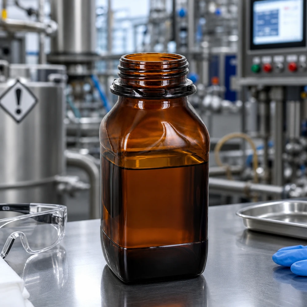500ml Braunglas Flasche - Perfekt für Ihre wertvollen Flüssigkeiten Ergonomische 500ml Chemikalienflasche mit griffiger Oberfläche für sicheres Handling im Labor