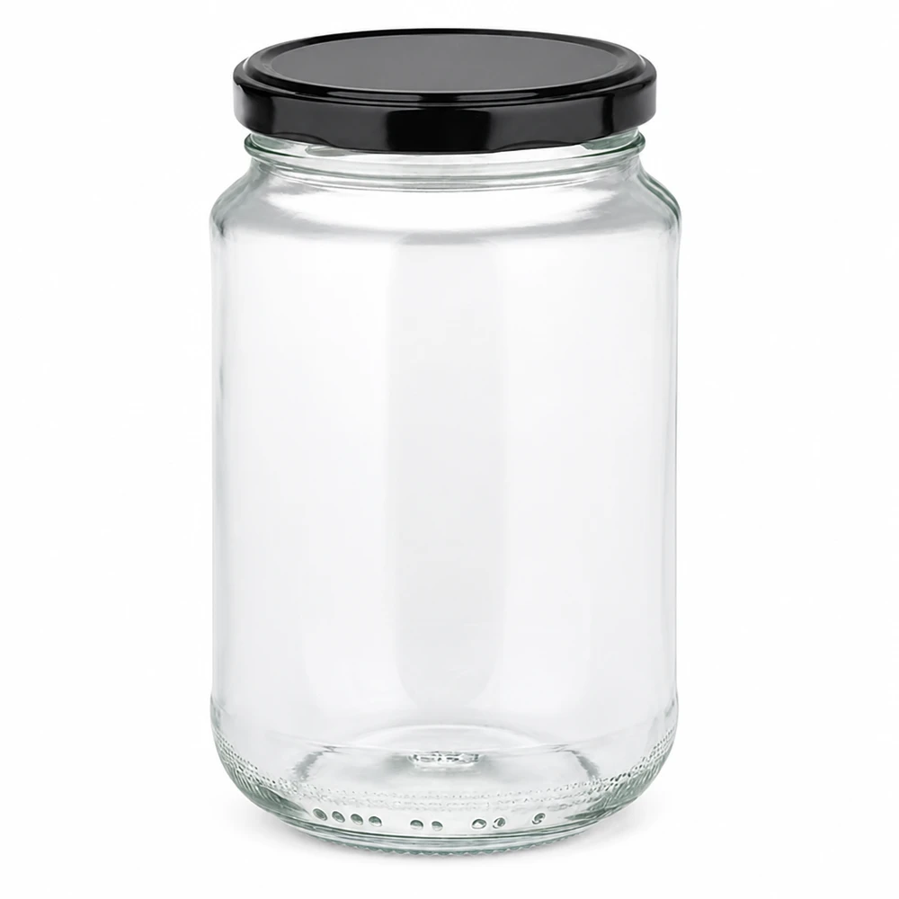 375ml Rundglas mit BasicSeal Deckel schwarz UNiTWIST 375ml Rundglas mit schwarzem BasicSeal Deckel UN Verschluss leer transparent Einmachglas Vorratsglas