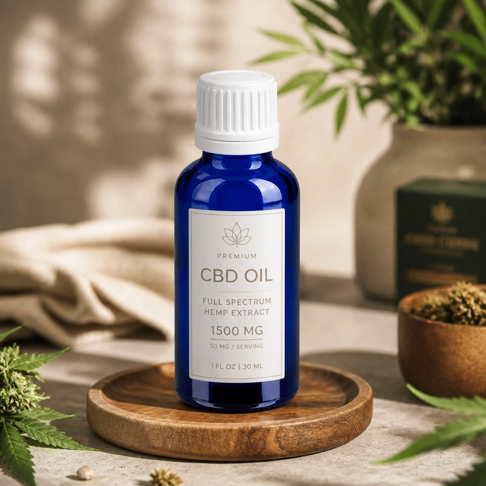 Flacone in vetro blu da 30 ml dosabile con precisione e tappo bianco per applicazioni mediche