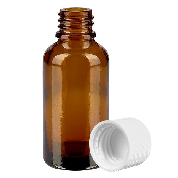 30ml Flasche 11mm Schraubverschluss weiß Standard Kindersicherung BrownLine UT18/30