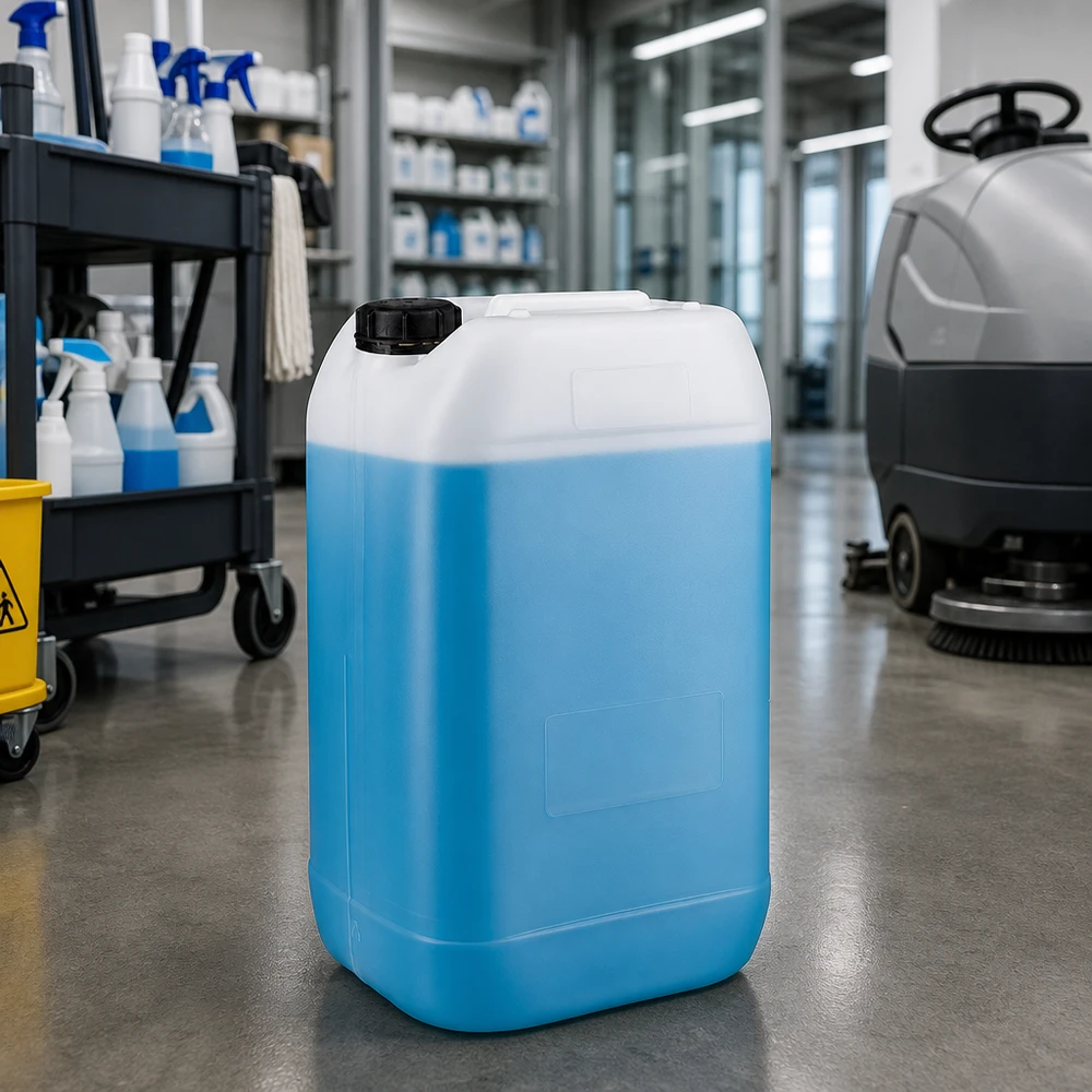 Jerrican de 15 litres avec bouchon à vis Bidon bleu de 15 litres avec bouchon à vis, destiné aux produits de nettoyage à usage industriel
