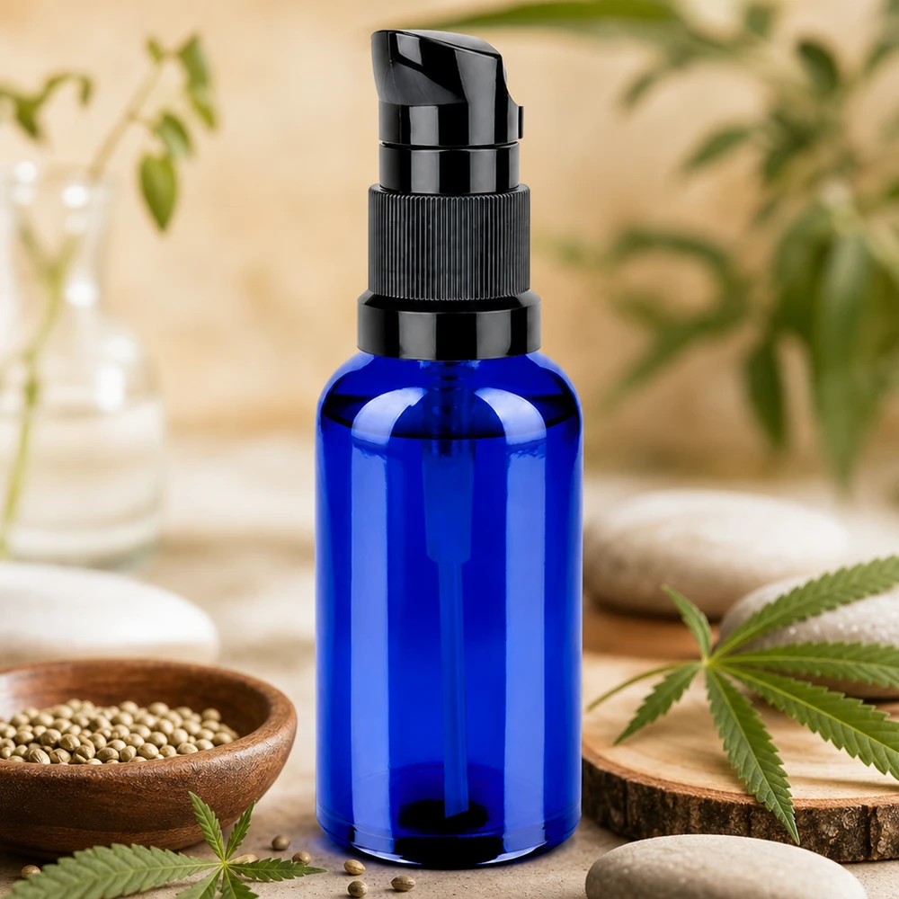 Flacone a pompa ergonomico 50ml STD BlueLine UT18/50 con meccanismo di dosaggio scorrevole per uso domestico