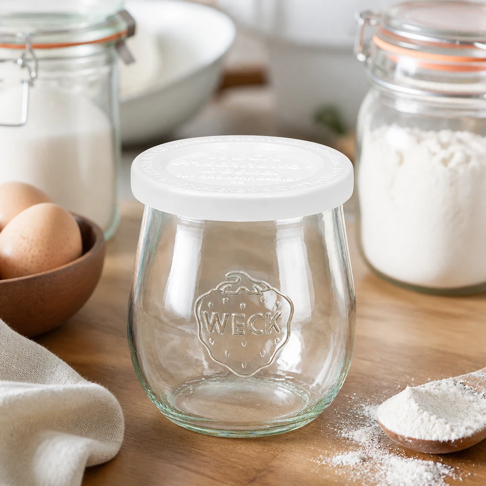 Vaso a tulipano da 220 ml con coperchio ermetico WECK RR60 WECK barattolo a tulipano 220ml RR60 per la cottura in cucina con farina e uova - barattolo di conservazione per la cottura e la cucina