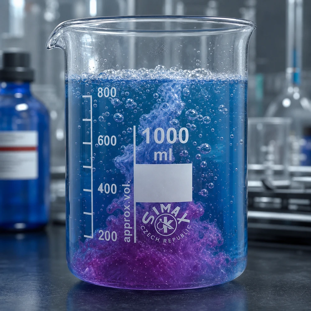 Bicchiere 1000ml in vetro borosilicato, forma bassa Bicchiere di grande volume da 1000 ml in vetro borosilicato con marcatura chiara del volume per misure di laboratorio