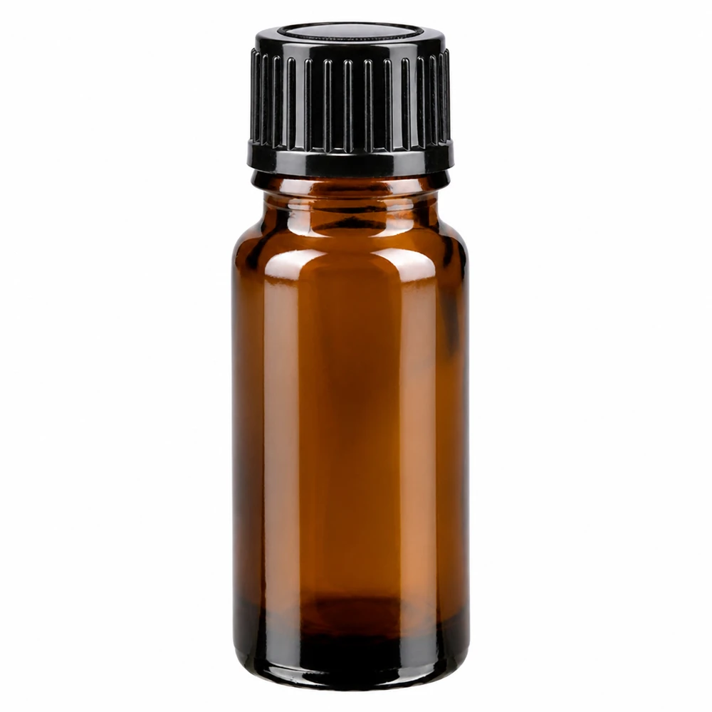 Flacone contagocce marrone da 10ml STD nero/1mm ApoGlas Flacone da farmacia da 10 ml in vetro ambrato con tappo contagocce nero STD 1 mm