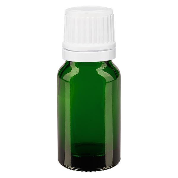 Flacone contagocce verde da 10 ml OV bianco/0,7 mm ApoGlas Flacone contagocce verde da 10 ml OV bianco/0,7 mm ApoGlas