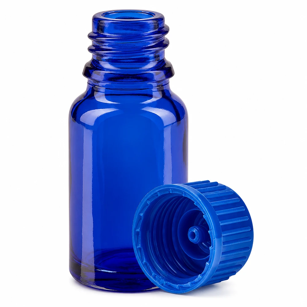 10ml Flasche 11mm Schraubverschluss blau Standard BlueLine UT18/10 10ml Glasfläschchen blau mit kindersicherem Verschluss perfekt für DIY-Projekte