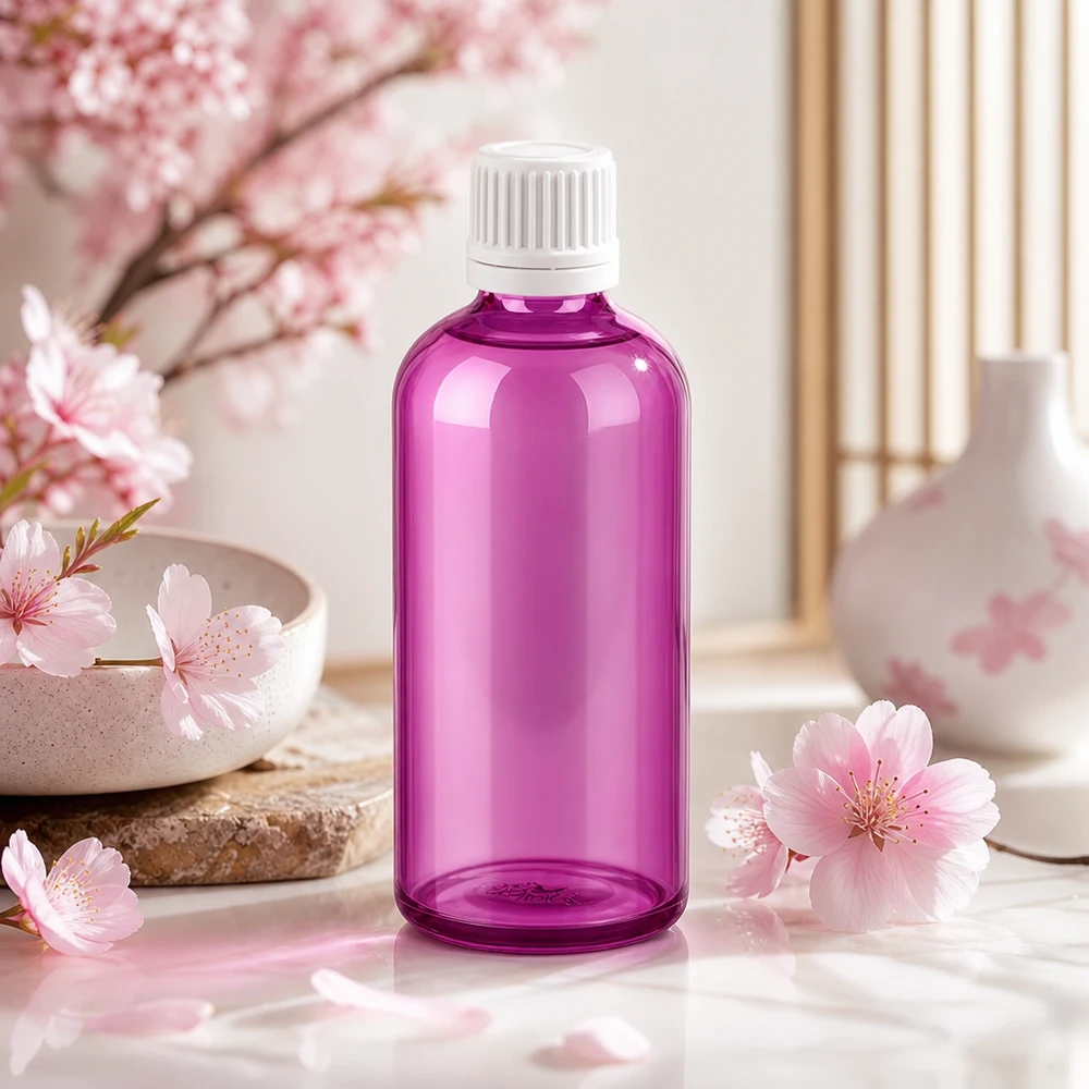 Bottiglia da 100ml tappo a vite 11mm bianco Originalità tappo a vite PurpleLine UT18/100 Elegante flacone da 100 ml in look viola con tappo bianco stretto per prodotti di cura di alta qualità