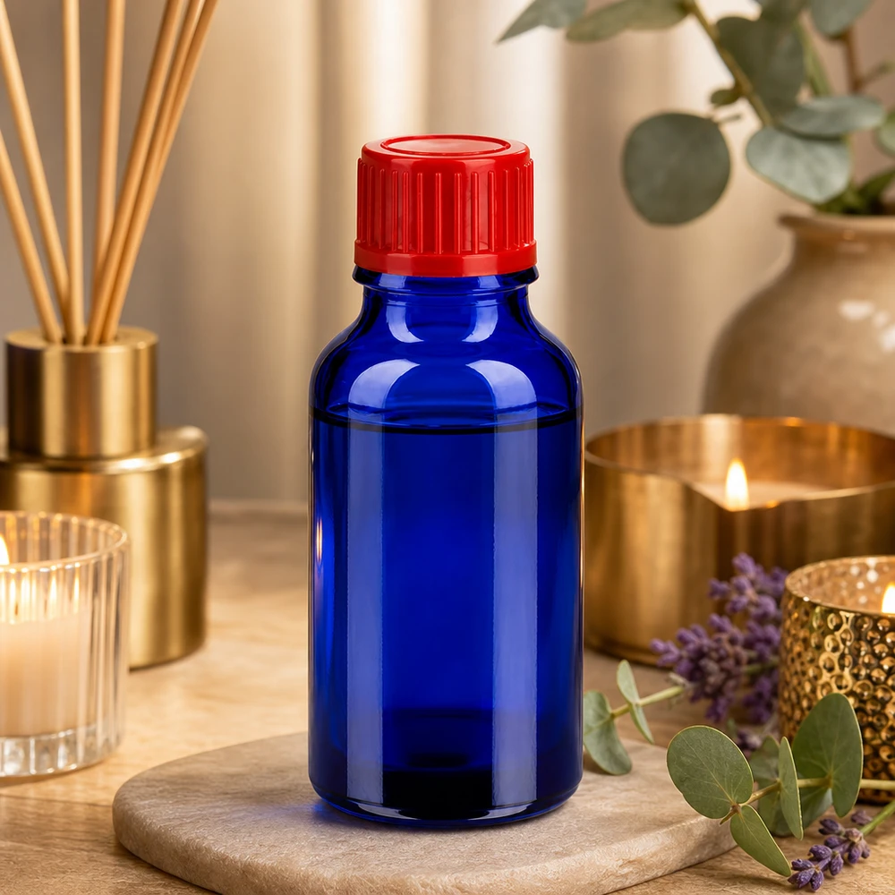 Flacone professionale da 20 ml per laboratorio e uso medico con tappo a vite rosso stretto