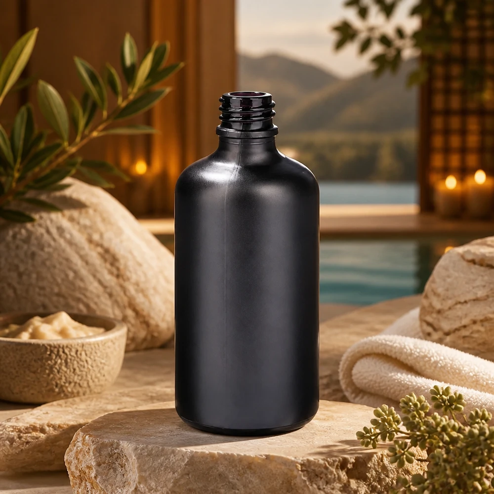 Flacone per farmacia da 100 ml BlackLine UT18/100 UNiTWIST Robusto flacone per farmacisti BlackLine UT18/100 UNiTWIST da 100 ml in vetro viola infrangibile