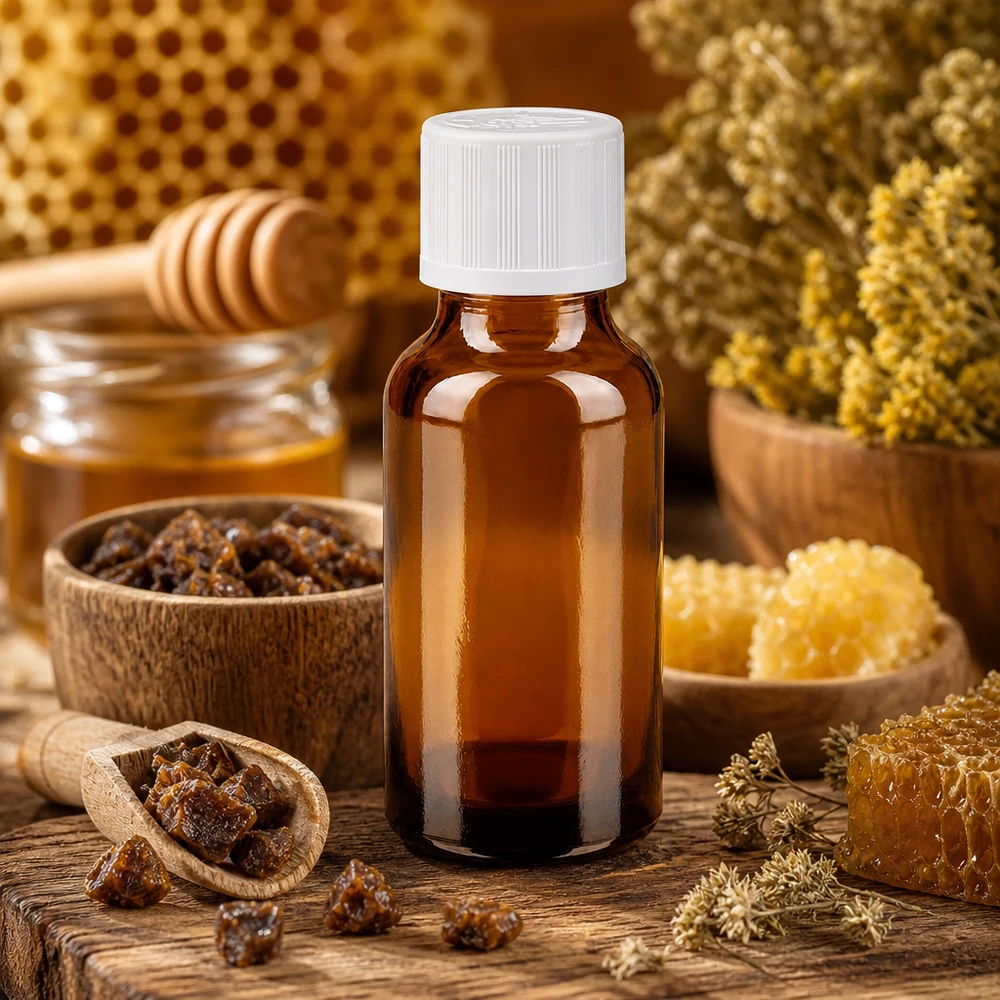 Apothekenflasche braun 20ml Schraubverschluss weiß Kindersicherung Standard Zylindrische 20ml Braunglasflasche mit weißem Kindersicherheitsverschluss ideal für Propolis Extrakte