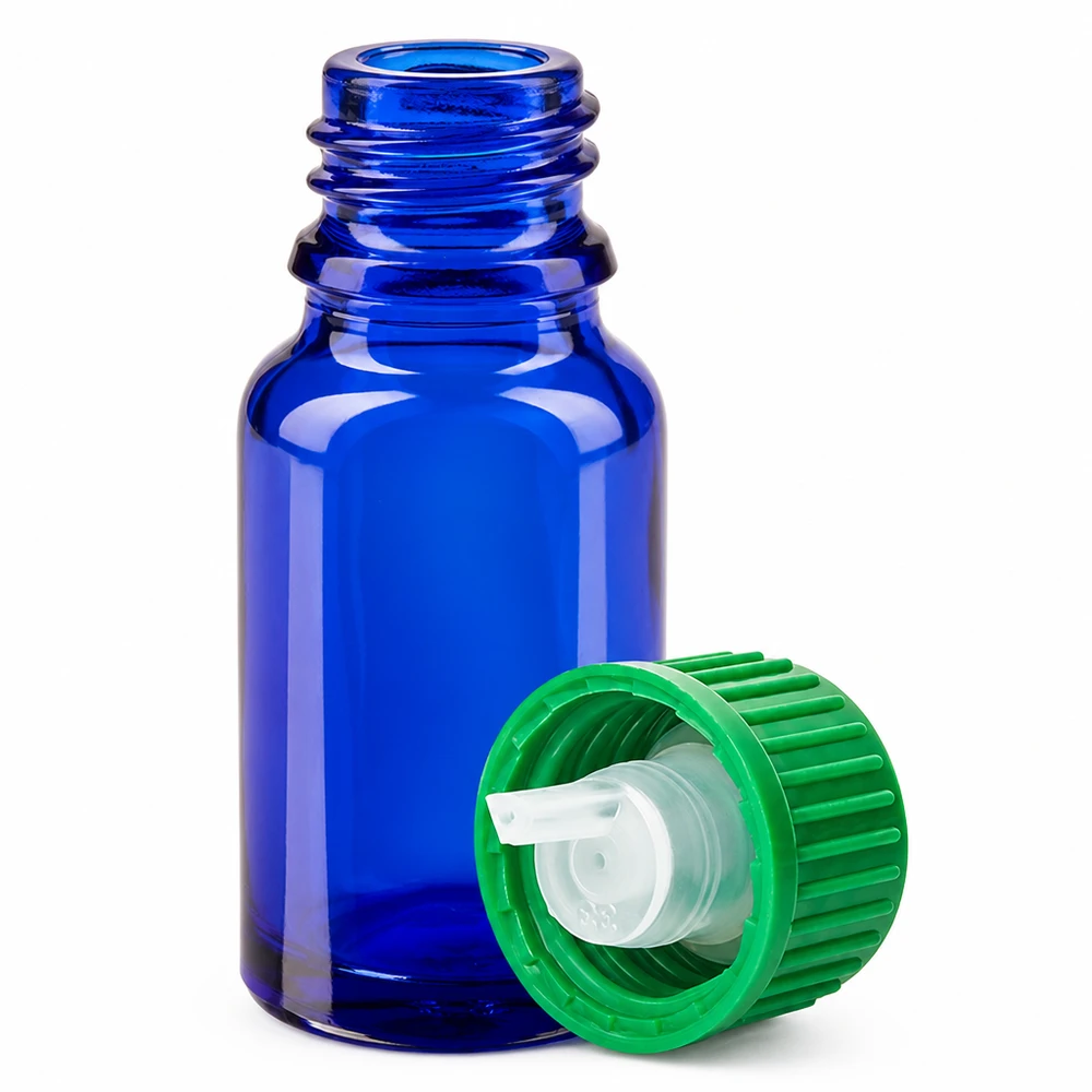 10ml Tropfflasche 0.8mm grün Standardverschluss BlueLine UT18/10 Handliche 10ml Glasflasche blau mit präzisem 0.8mm Tropfaufsatz für Laboranwendungen