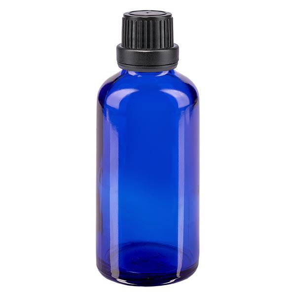Flacone contagocce blu da 50 ml OV nero/2mm ApoGlas Flacone contagocce blu da 50 ml OV nero/2mm ApoGlas