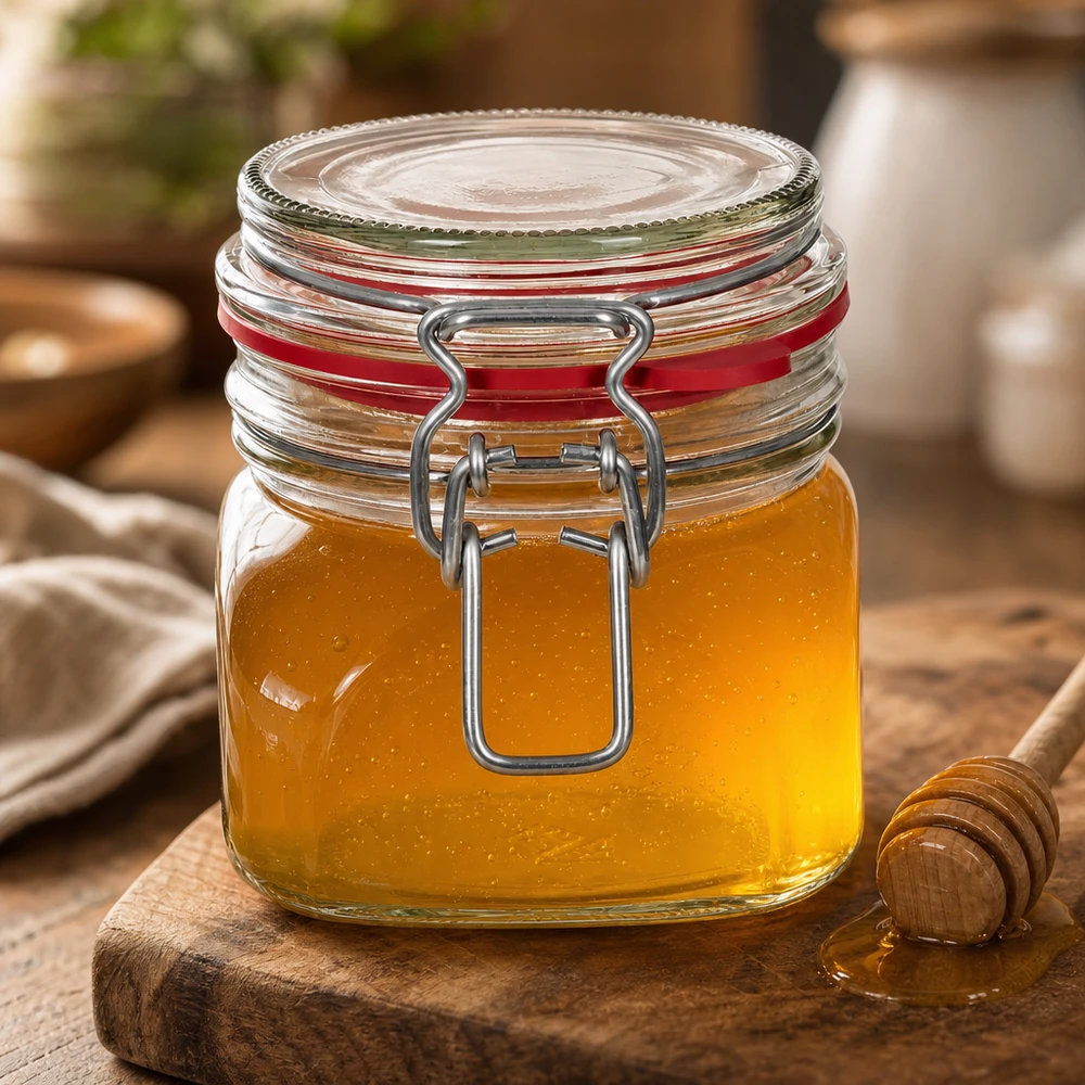 Bocal de conservation de 370 ml, type G, avec bouchon à clip UN.. 370ml Aufbewahrungsglas mit Bügelverschluss perfekt für hausgemachte Leckereien geeignet
