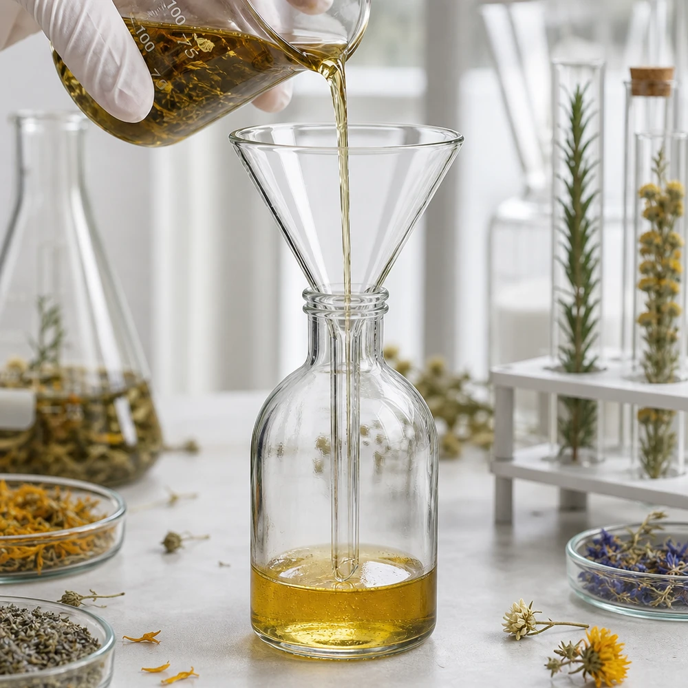 Imbuto Ø 60mm calce sodata, angolo 60°, stile corto Imbuto a gambo corto 60 mm in vetro soda-calce trasparente per il riempimento pulito dei liquidi