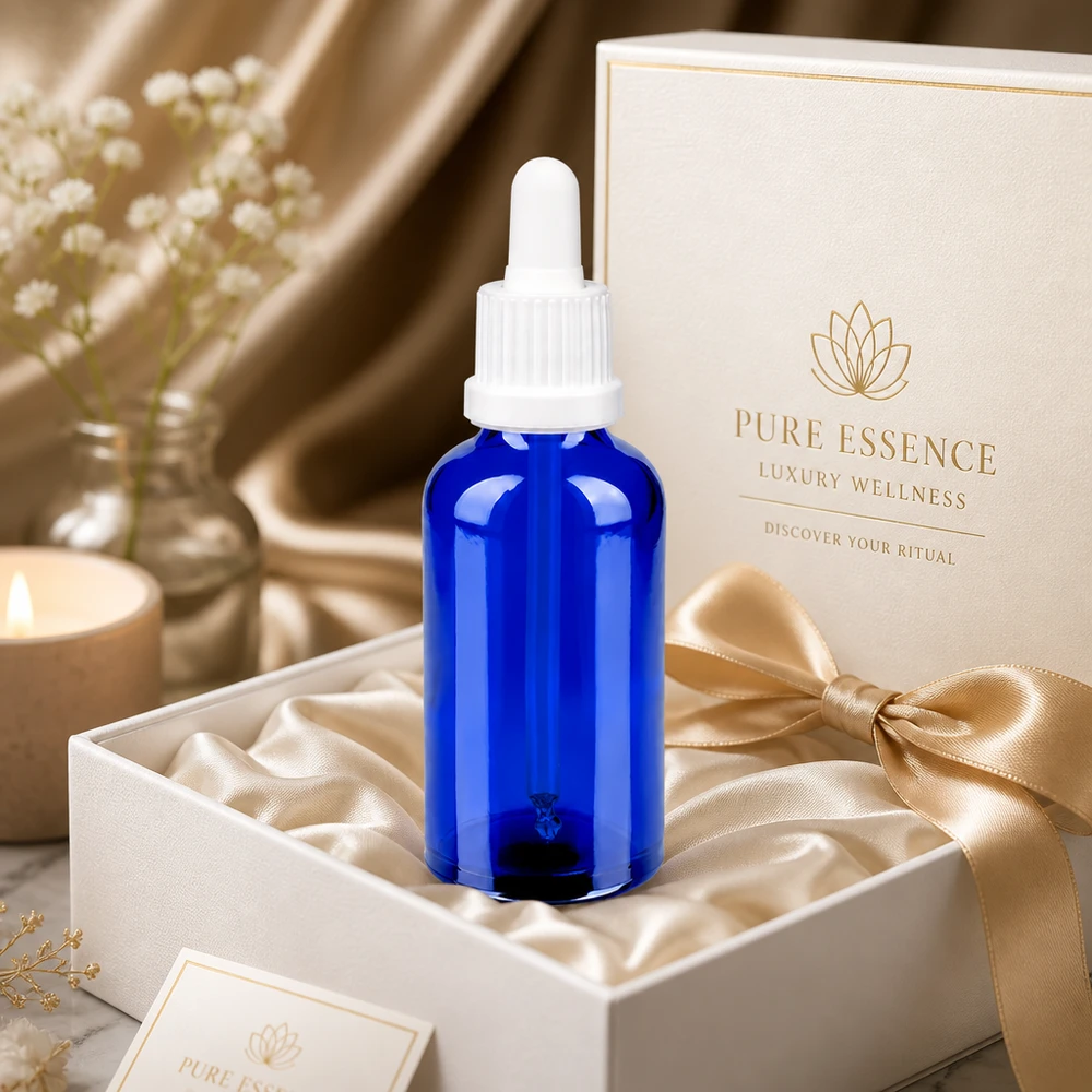 Flacone a pipetta da 50 ml OV BlueLine UT18/50 con tappo contagocce preciso per la cura della pelle