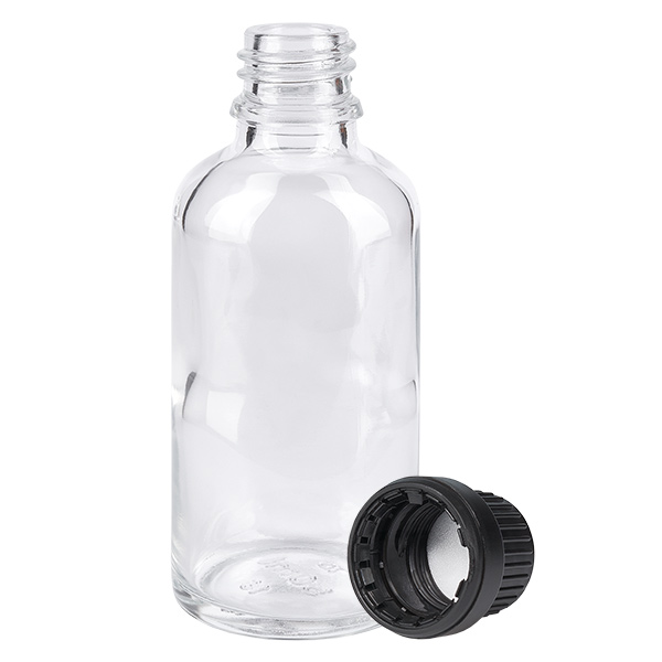 50ml Flasche 11mm Schraubverschluss schwarz Originalitätsverschluss ClearLine UT18/50