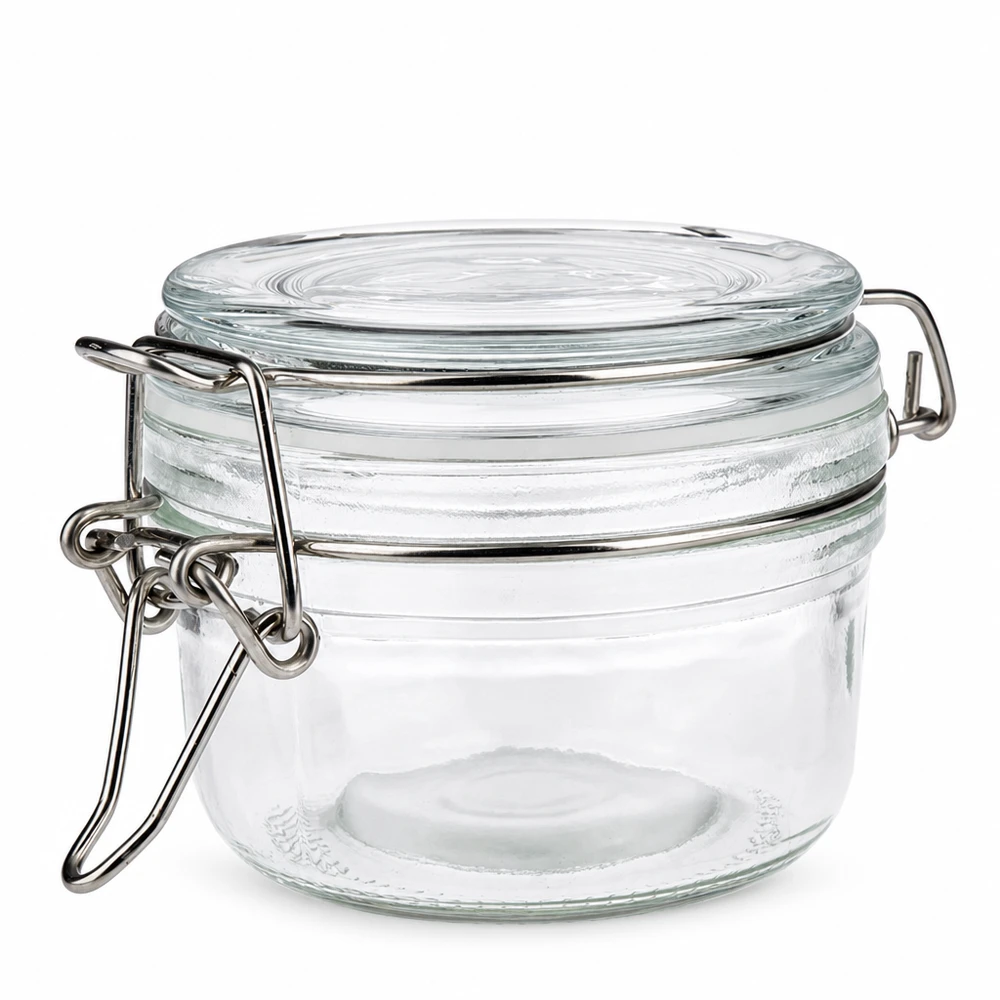 100ml Vorratsglas mit Silikonring und Bügelverschluss UNiTWIST Barattolo da 100 ml con pratico coperchio a clip in vetro trasparente per la cucina