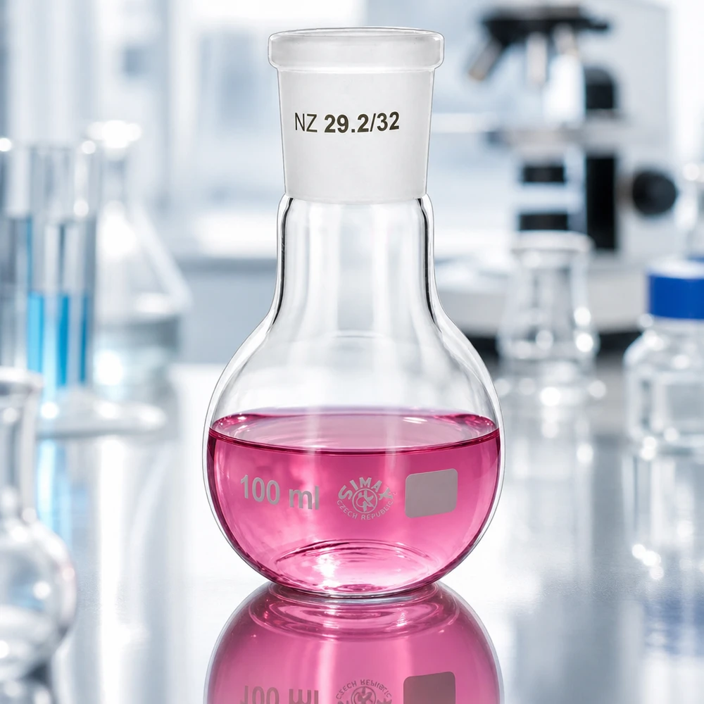 Stehkolben 100ml mit Normschliff (29/32) Dickwandiger Glaskolben 100ml mit präzisem NS 29/32 Schliff für sichere Laborprozesse