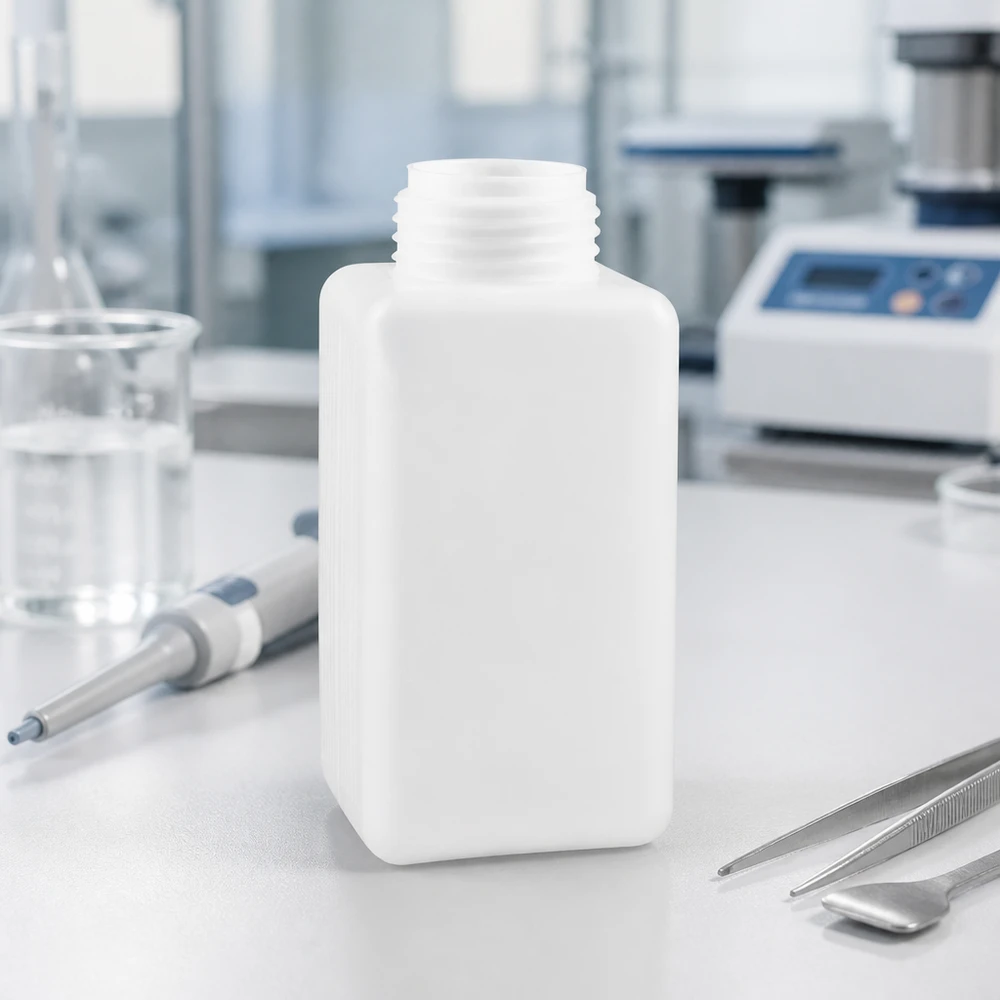 Flacon vide pour produits chimiques de 1 500 ml en PE-HD, à surface lisse, idéal pour l'étiquetage