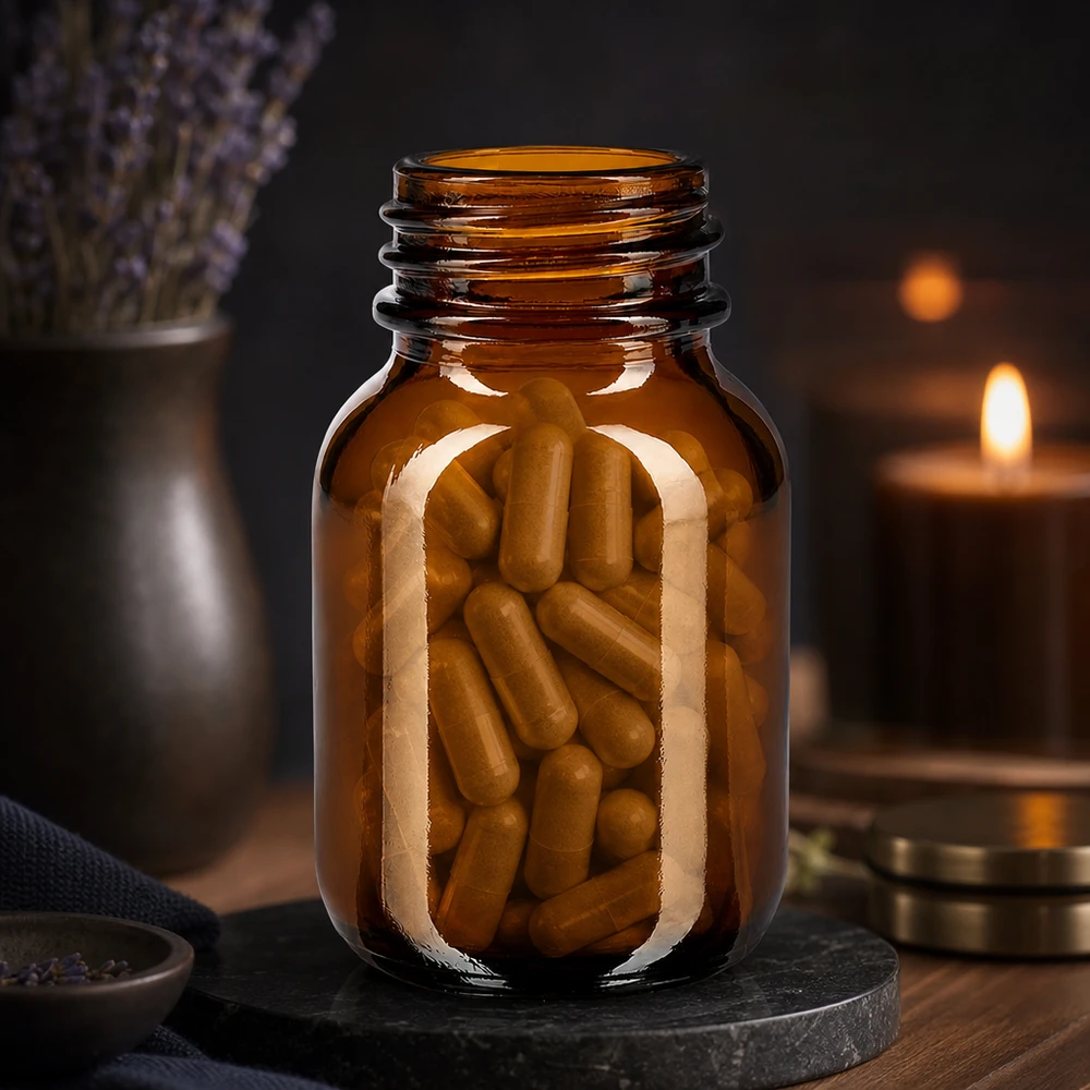 Bocal à col large en verre ambré 50 ml, goulot DIN 32, sans couvercle Bouteille à col large de 50 ml de haute qualité en verre brun robuste pour une conservation sûre des compléments alimentaires